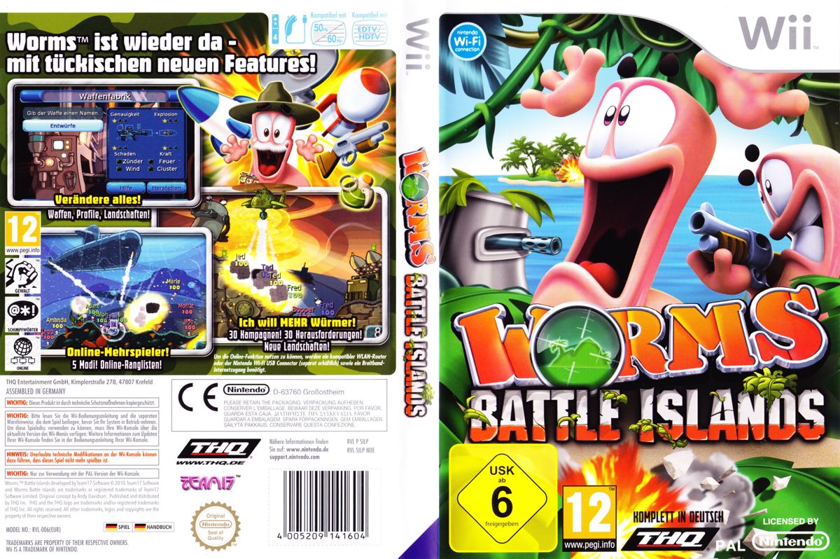 Worms: Battle Islands box art for Wii
